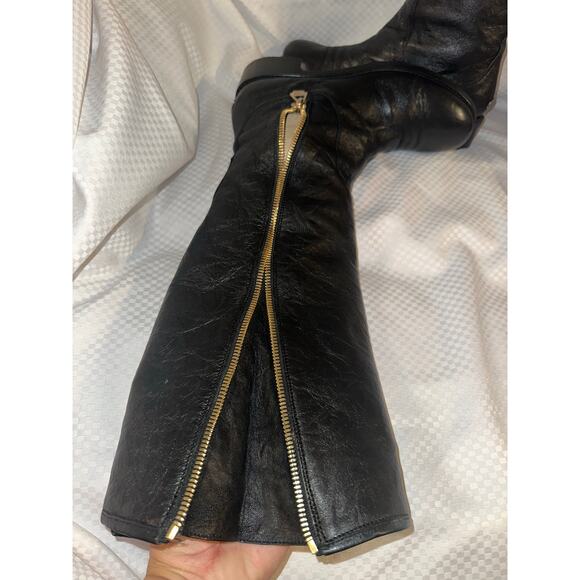 Jimmy Choo Black & Gold Tall Boots. Sz 40 - Picture 12 of 16